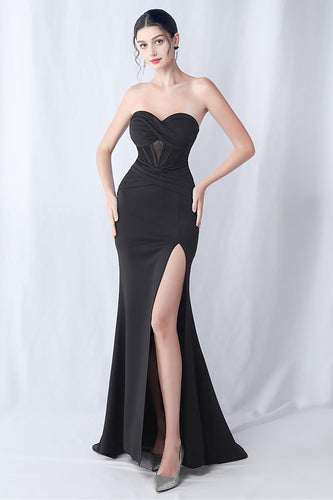 Black Mermaid Sweetheart Lang formell kjole med spalt