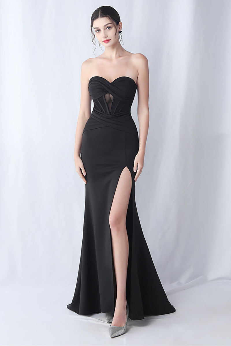 Load image into Gallery viewer, Black Mermaid Sweetheart Lang formell kjole med spalt