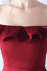 Load image into Gallery viewer, Burgund havfrue av skulderen Lang formell kjole med volanger