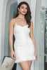 Load image into Gallery viewer, Bodycon Spaghetti stropper plisserte små hvite kjoler med blonder