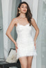 Load image into Gallery viewer, Bodycon Spaghetti stropper plisserte små hvite kjoler med blonder