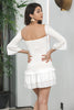 Load image into Gallery viewer, Bodycon plisserte lange ermer Små hvite kjoler