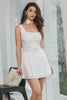 Load image into Gallery viewer, Hvit A-Line Short Graduation kjole med blonder