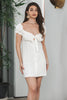Load image into Gallery viewer, Slire singlebreasted blonder opp liten hvit kjole med puff ermer