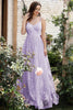 Load image into Gallery viewer, Lilac Spaghetti stropper A Line Lace Prom Dress