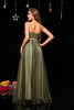 Load image into Gallery viewer, Sparkly A-Line Spaghetti stropper Army Green formell kjole