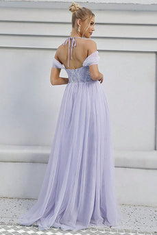 Tulle A-Line Lilac Lang formell kjole