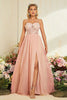 Load image into Gallery viewer, A-Line Spaghetti stropper Blush Prom Kjole med Slit
