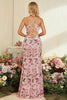 Load image into Gallery viewer, Slire Blomst Trykt Blush Wedding Party kjole med Slit