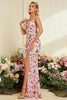 Load image into Gallery viewer, Slire Blomst Trykt Blush Wedding Party kjole med Slit