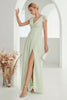 Load image into Gallery viewer, A-Line V Neck Light Green Formell kjole med blonder