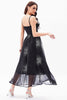 Load image into Gallery viewer, A-Line Svart Spaghetti stropper Chiffon korsett Party kjole