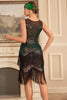 Load image into Gallery viewer, Glitter Svart Grønn paljetter frynser 1920-tallet Gatsby kjole