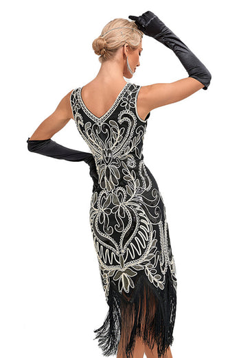Aprikos frynser 1920-tallet Flapper Dress