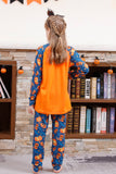 Oransje gresskartrykk Familie Halloween pyjamas (lange ermer)