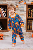 Oransje gresskartrykk Familie Halloween pyjamas (lange ermer)