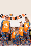 Oransje gresskartrykk Familie Halloween pyjamas (lange ermer)