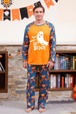 Oransje gresskartrykk Familie Halloween pyjamas (lange ermer)