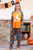 Oransje gresskartrykk Familie Halloween pyjamas (lange ermer)