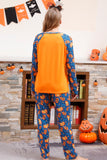 Oransje gresskartrykk Familie Halloween pyjamas (lange ermer)