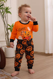 Gresskartrykk Oransje Halloween Familie Pyjamas Sett