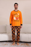 Gresskartrykk Oransje Halloween Familie Pyjamas Sett