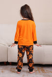 Gresskartrykk Oransje Halloween Familie Pyjamas Sett