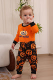 Oransje Halloween Langermet Familie Matchende Pyjamassett