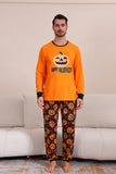 Oransje Halloween Langermet Familie Matchende Pyjamassett