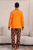 Oransje Halloween Langermet Familie Matchende Pyjamassett