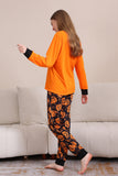 Oransje Halloween Langermet Familie Matchende Pyjamassett