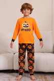 Oransje Halloween Langermet Familie Matchende Pyjamassett