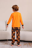 Oransje Halloween Langermet Familie Matchende Pyjamassett