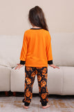 Oransje Halloween Langermet Familie Matchende Pyjamassett