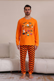 Oransje Halloween familiematchende pyjamassett