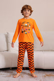 Oransje Halloween familiematchende pyjamassett