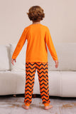 Oransje Halloween familiematchende pyjamassett