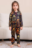 Svart utskrift Halloween familie matchende pyjamassett