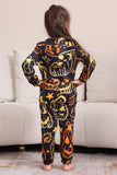 Svart utskrift Halloween familie matchende pyjamassett