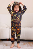 Svart utskrift Halloween familie matchende pyjamassett