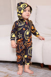 Svart utskrift Halloween familie matchende pyjamassett