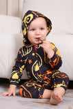 Svart utskrift Halloween familie matchende pyjamassett