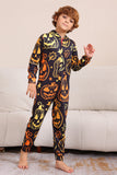 Svart utskrift Halloween familie matchende pyjamassett