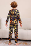 Svart utskrift Halloween familie matchende pyjamassett