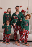 Mørkegrønn God Jul Familie Pyjamassett