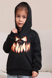 Svart Devil Pumpkin Print Halloween Family Gensere med hette