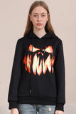 Svart Devil Pumpkin Print Halloween Family Gensere med hette