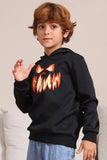 Svart Devil Pumpkin Print Halloween Family Gensere med hette