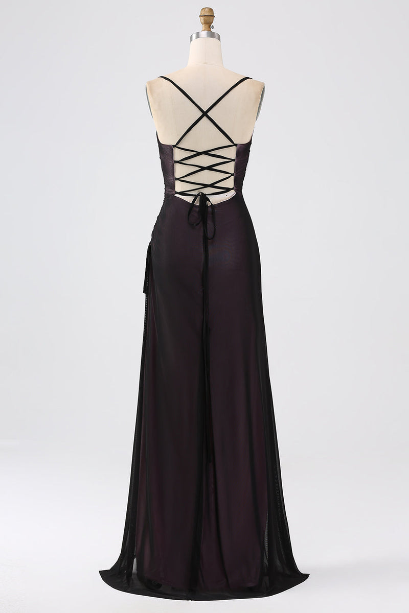 Load image into Gallery viewer, Skjede spaghetti stropper brudepike kjole med elastisitet