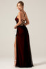 Load image into Gallery viewer, Svart rød skjede spaghetti stropper brudepike kjole med elastisitet